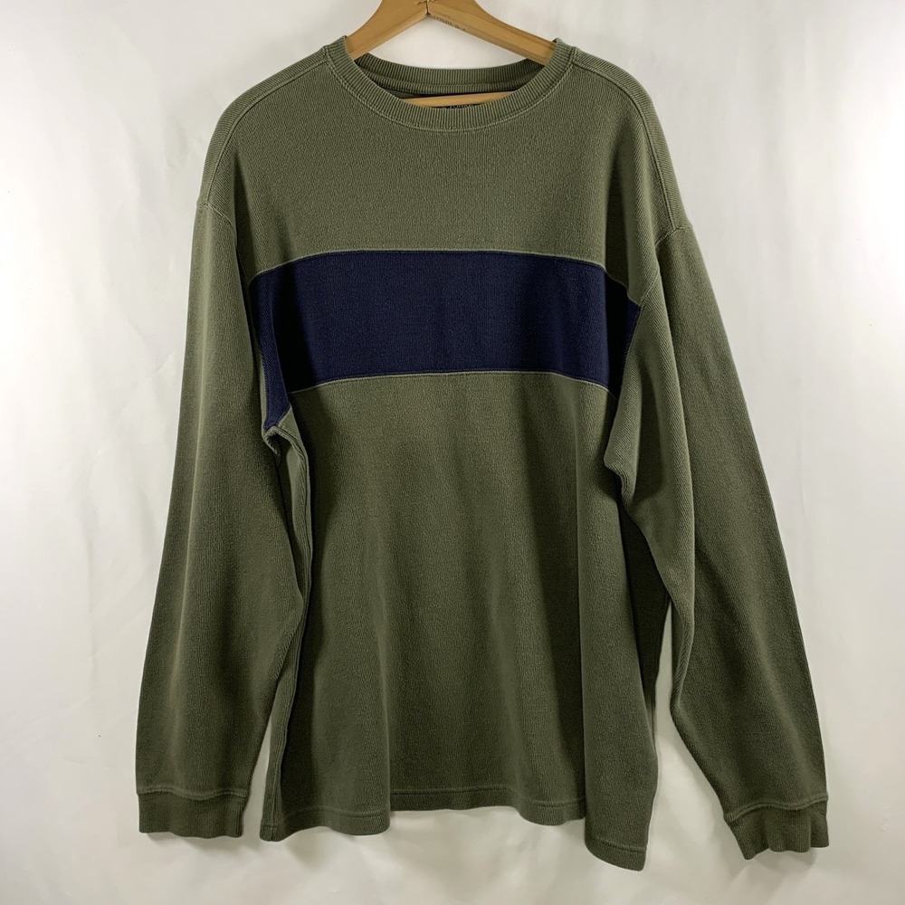 VTG Mens Y2K Cotton Ribbed Crewneck Pullover Sweater Size XLT Skater Grunge